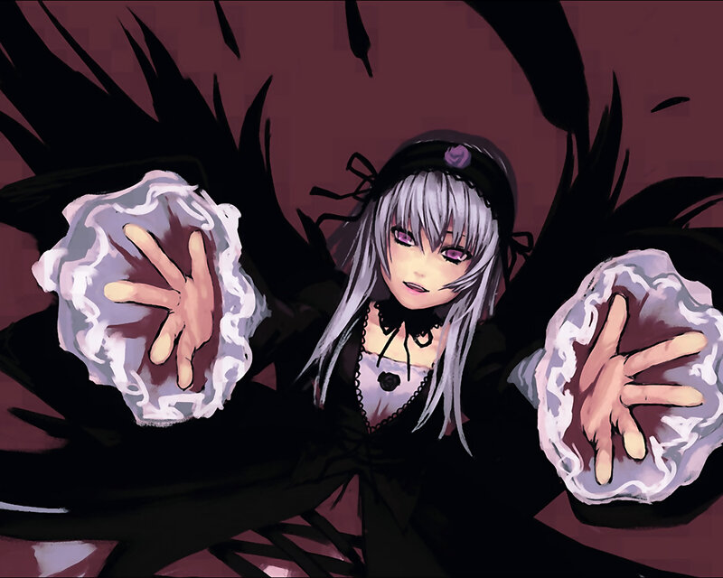 anime girl with black wings