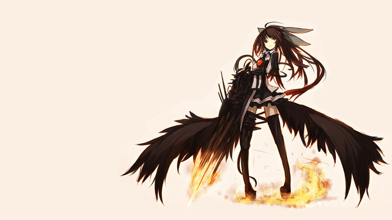 anime girl with black wings