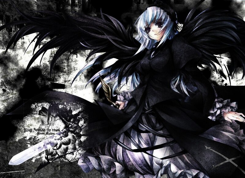 anime girl with black wings