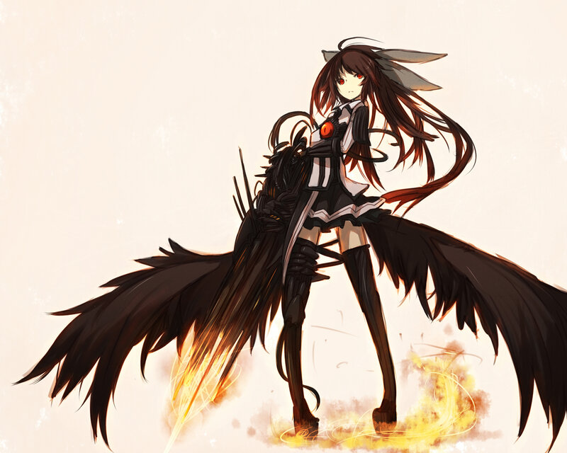 anime girl with black wings