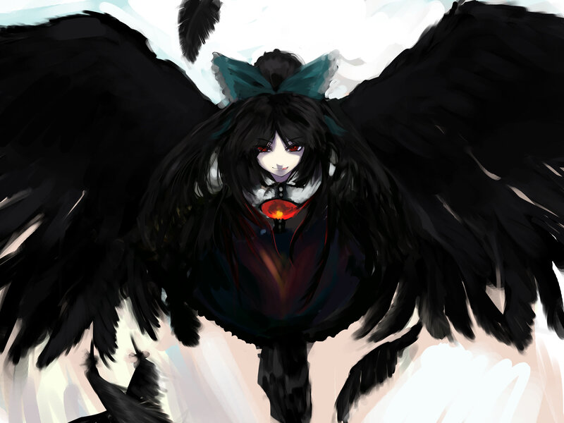 anime girl with black wings