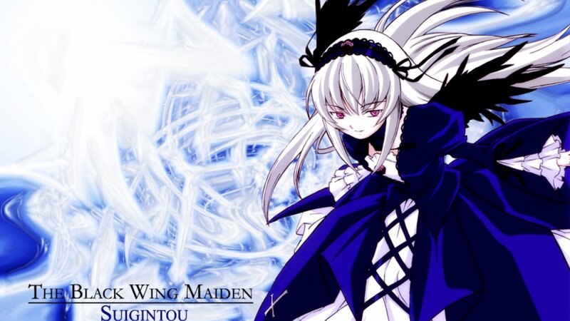 Anime Girl with Black Wings — Blue, Dramatic, Cloak