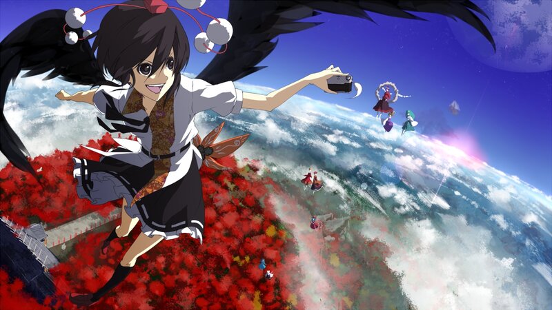 Anime Girl with Black Wings — Blue, Dynamic