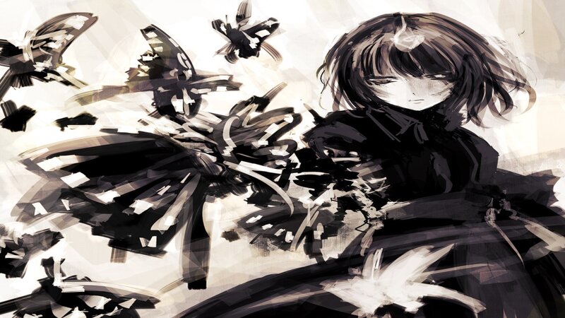 Anime Girl with Black Wings — Dramatic, Digital Art, Dark Hair