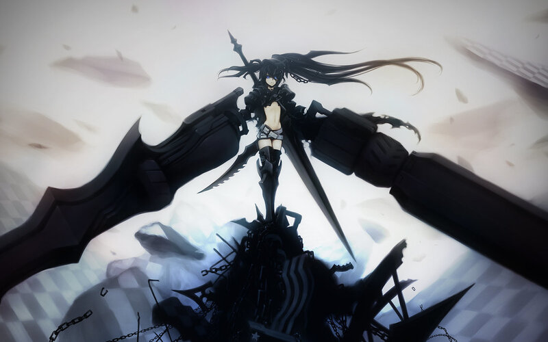 Anime Girl with Black Wings — Dramatic, Digital Art, Sword