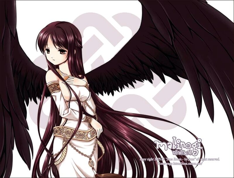 Anime Girl with Black Wings — Dramatic, Long Hair