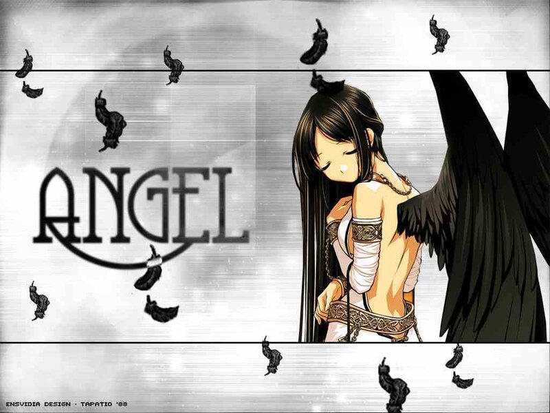 Anime Girl with Black Wings — Dramatic, Manga