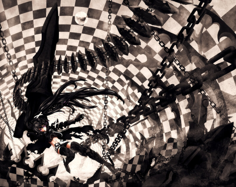 Anime Girl with Black Wings — Dramatic, Night, Digital Art, Chains