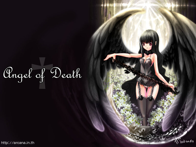 Anime Girl with Black Wings — Dramatic, Night, Digital Art, Flowers