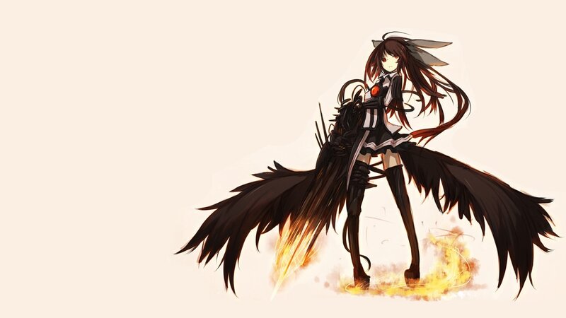 Anime Girl with Black Wings — Dramatic