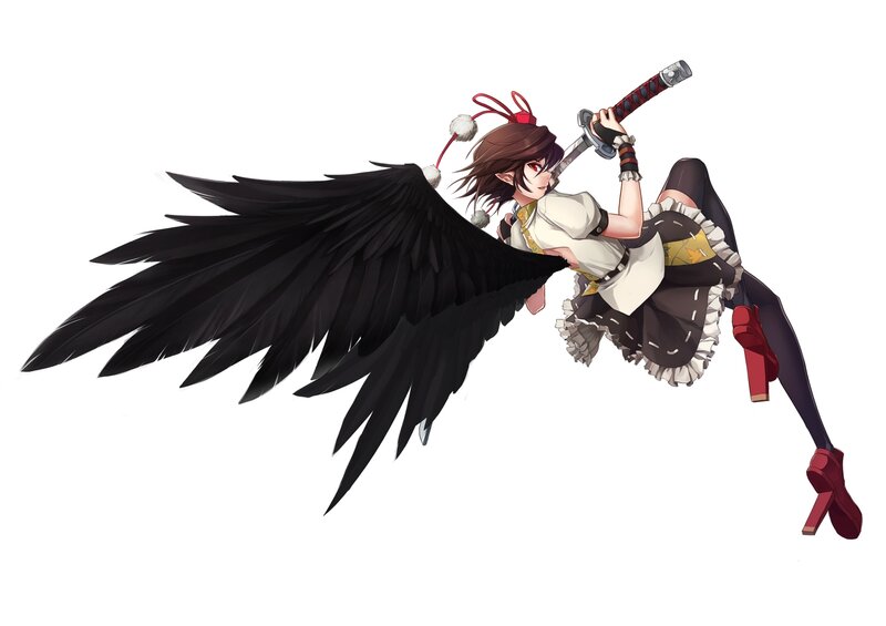 Anime Girl with Black Wings — Dynamic, Digital Art