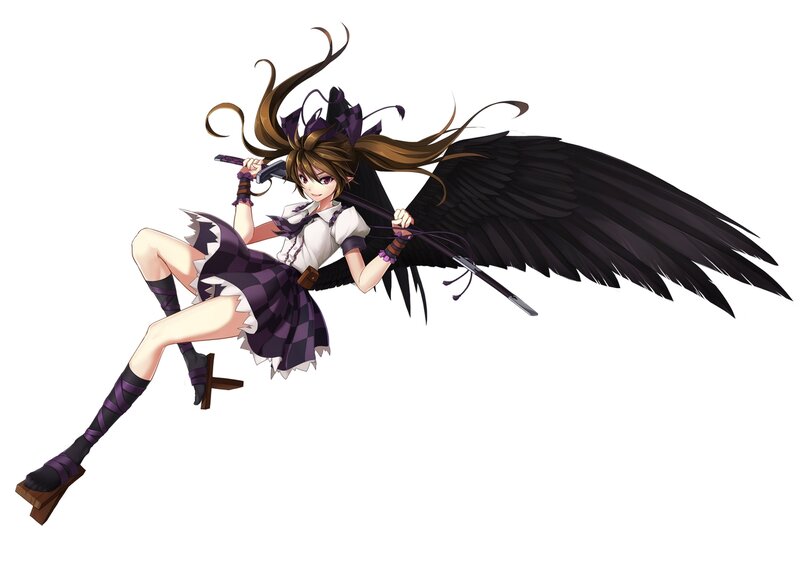 Anime Girl with Black Wings — Dynamic