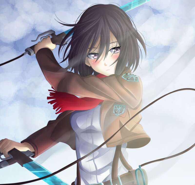 Anime Girl with Blades — Blue