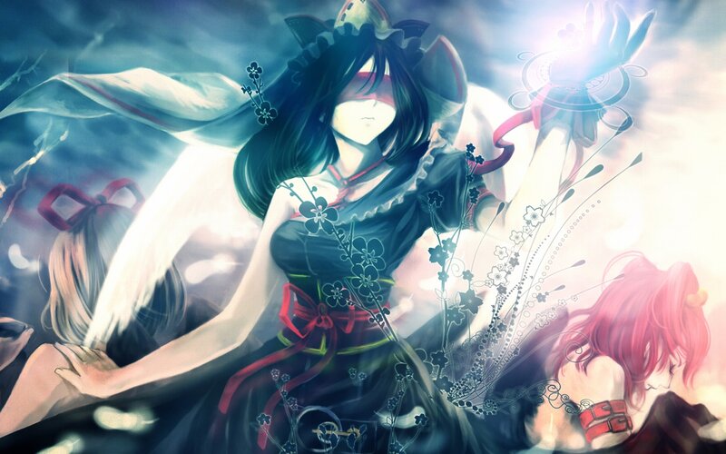 Anime girl with blindfold and magic