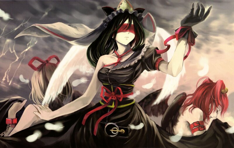 Anime girl with blindfold and wings