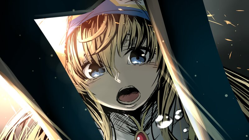 Anime Girl with Blonde Hair — Black, Dramatic, Manga