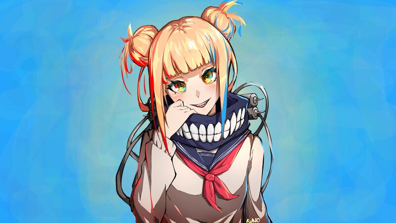 Anime Girl with Blonde Hair — Blue, Playful