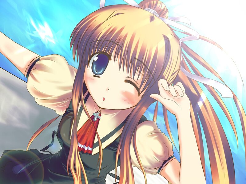 Anime Girl with Blonde Hair — Cheerful
