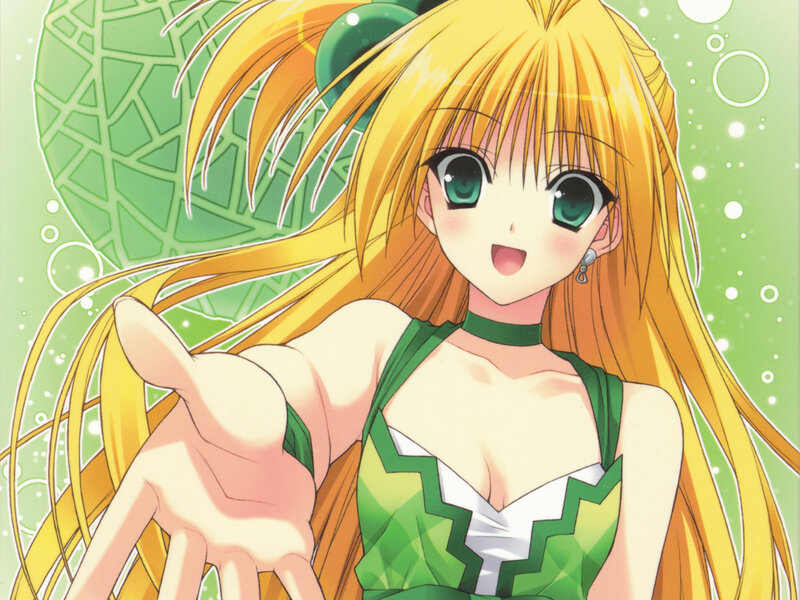 Anime Girl with Blonde Hair — Green