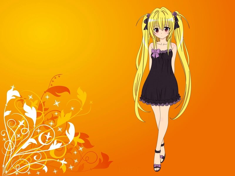 Anime Girl with Blonde Hair — Orange, Calm