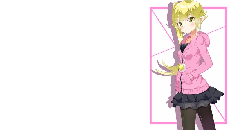Anime Girl with Blonde Hair — Pink, Neutral, Pink Hoodie