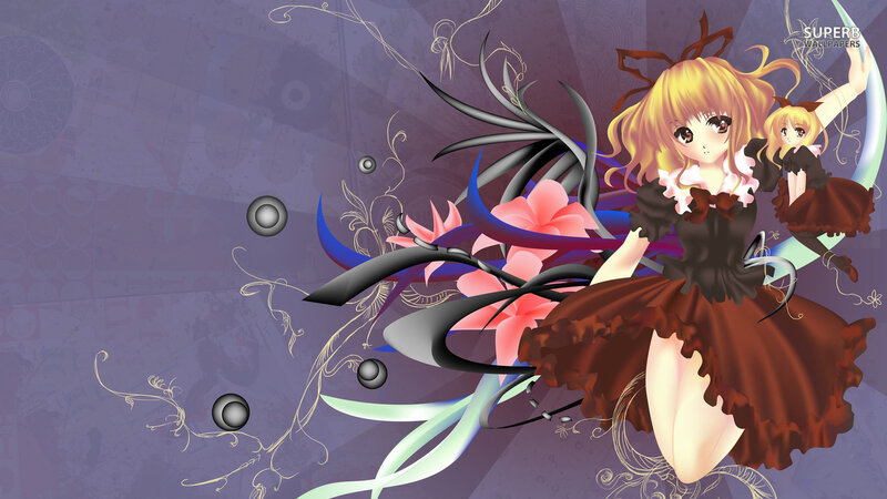 Anime Girl with Blonde Hair — Purple, Dramatic, Digital Art