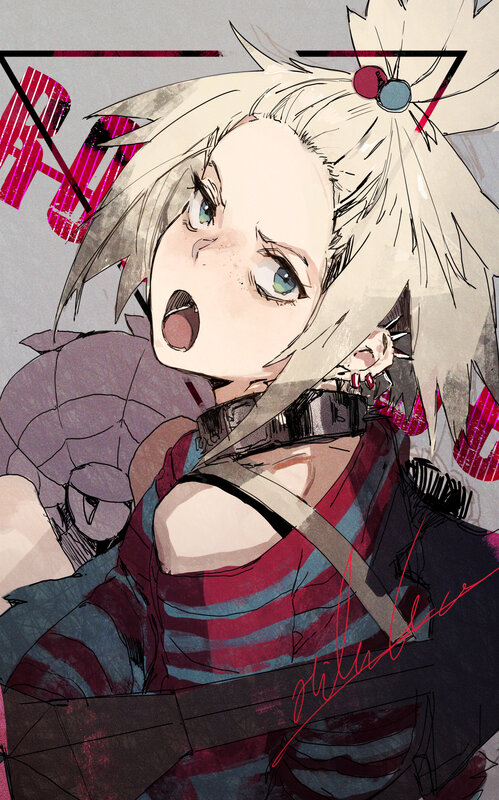 Anime Girl with Blonde Hair — Red, Dramatic, Manga