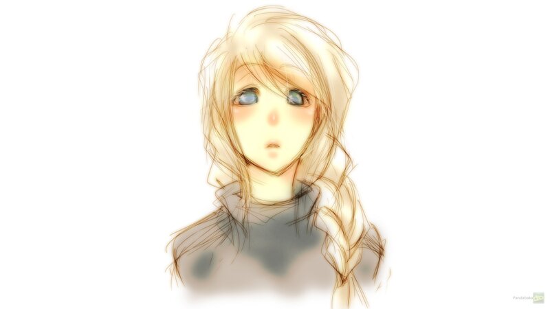 Anime Girl with Blonde Hair — White, Neutral