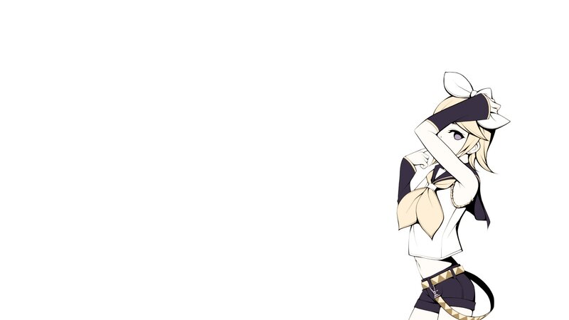 Anime Girl with Blonde Hair — White, Playful