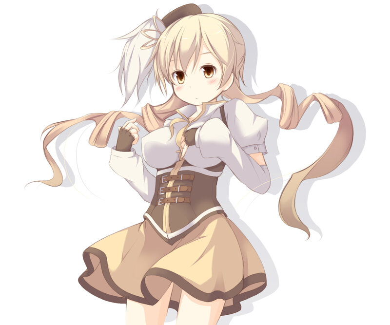 Anime Girl with Blonde Hair — White