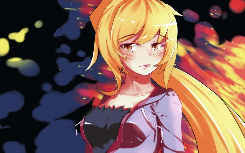 Anime Girl with Blonde Hair — Yellow, Dramatic, Digital Art, Fire
