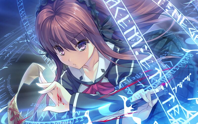 Anime Girl with Blood — Blue, Dramatic, Magic Circles