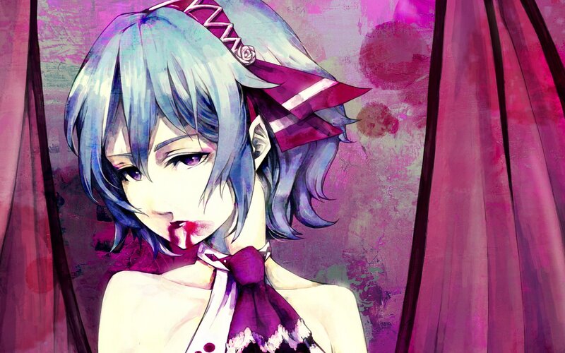 anime girl with blood on face