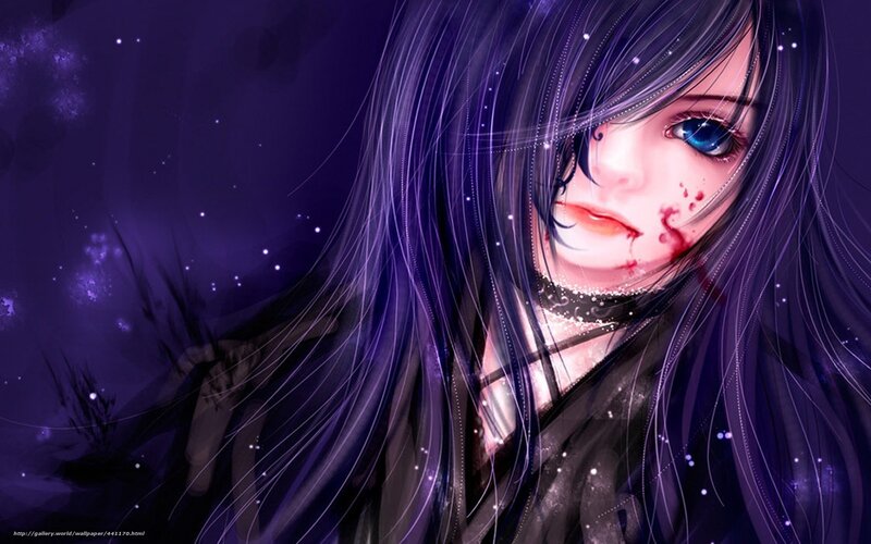 anime girl with blood on face