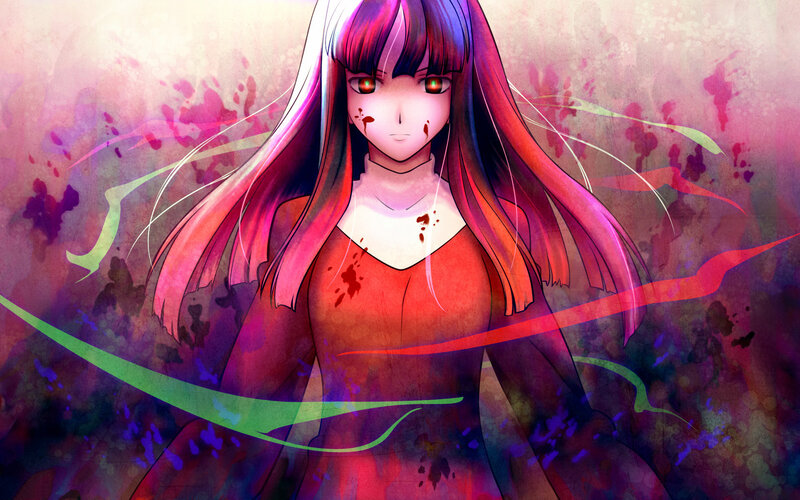 Anime Girl with Blood — Pink, Dramatic