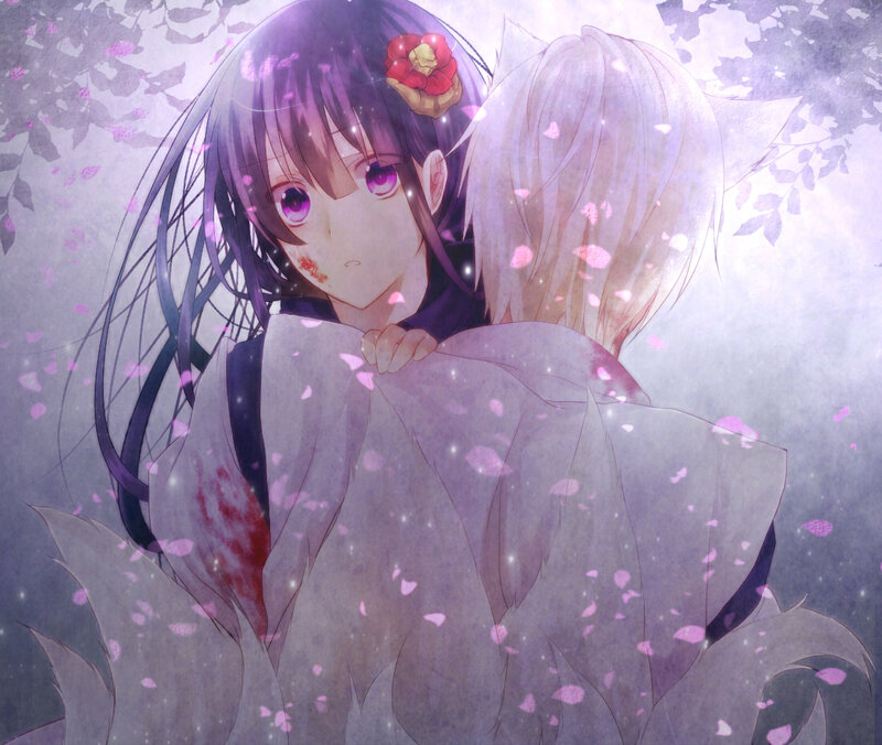 Anime Girl with Blood — Purple, Dramatic, Spring