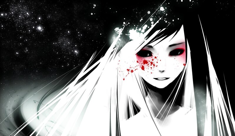 Anime Girl with Blood Splatter — Black