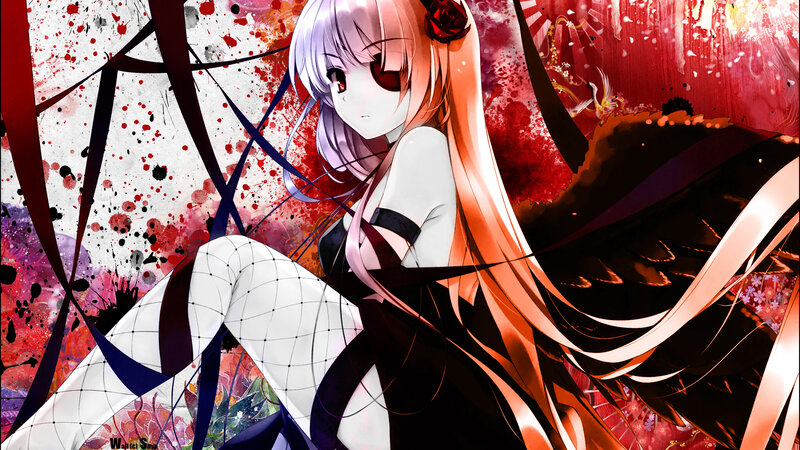 anime girl with blood splatters