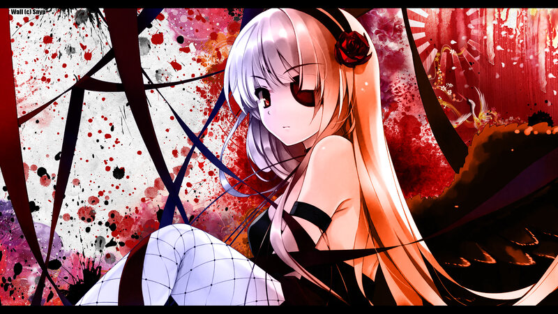 anime girl with blood splatters