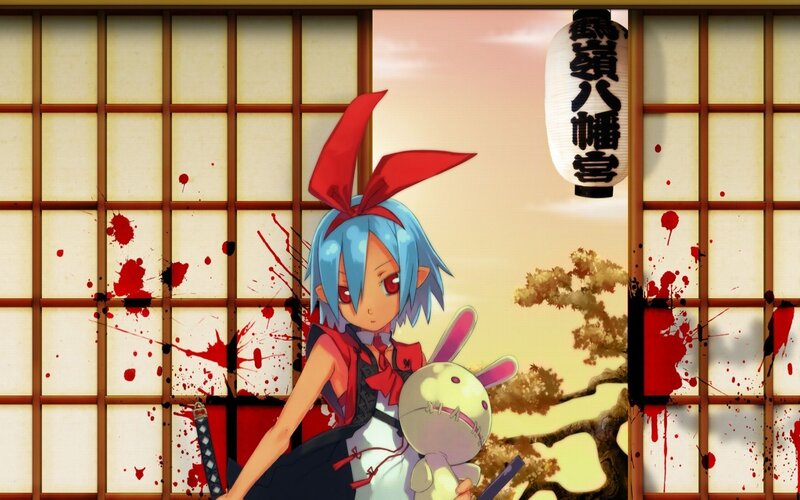 Anime girl with blood splatters