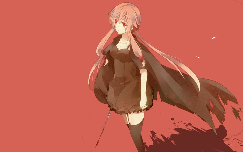 anime girl with blood-stained cloak