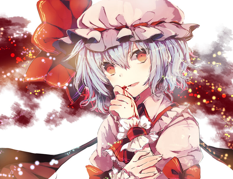 Anime Girl with Blood — White, Dramatic, Digital Art
