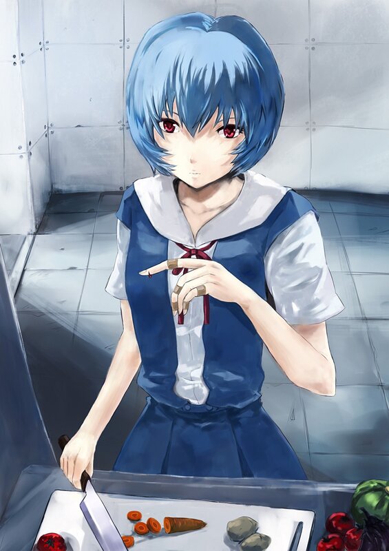 anime girl with bloodied finger