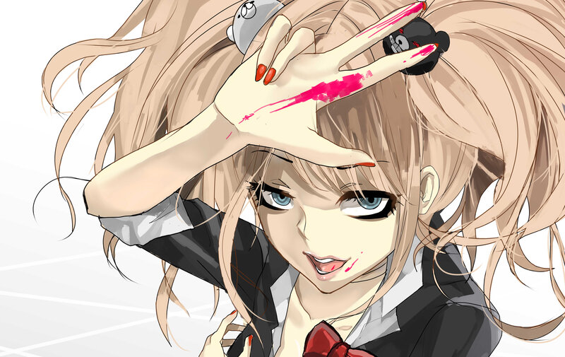 anime girl with bloodied hand