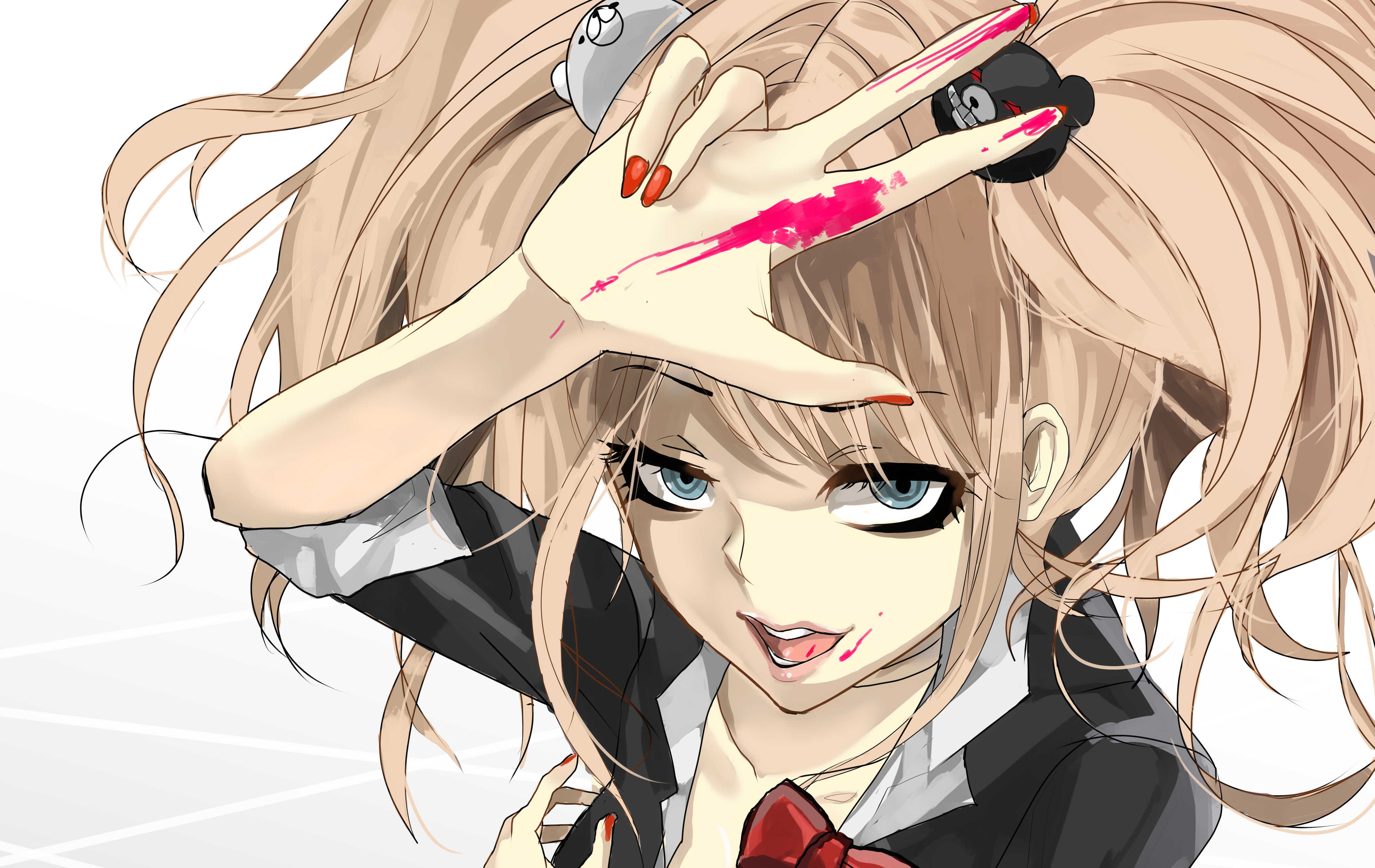 anime girl with bloodied hand