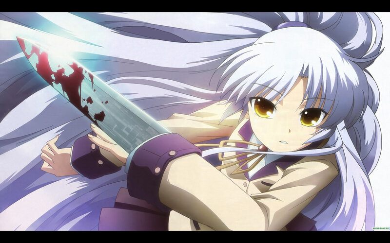 anime girl with bloodied sword
