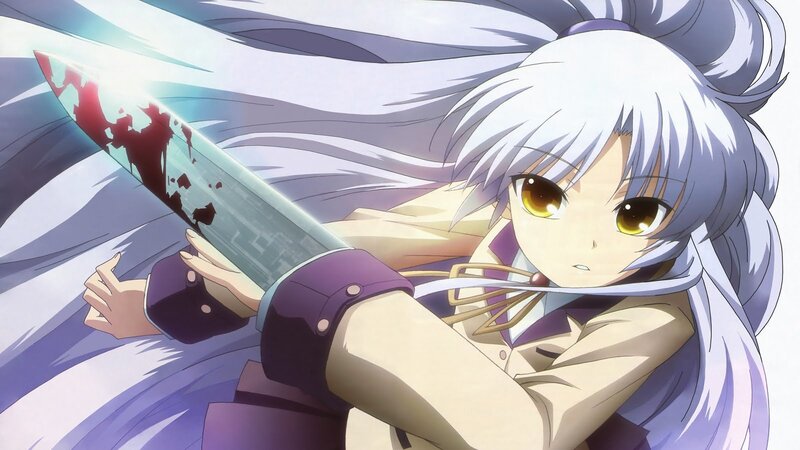 anime girl with bloodied sword