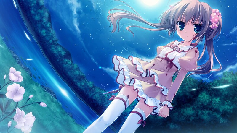 anime girl with bloodstains