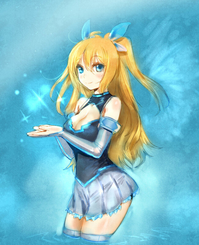 anime girl with blue accessories