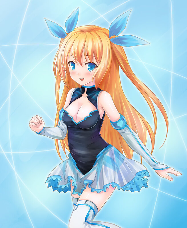 anime girl with blue accessories